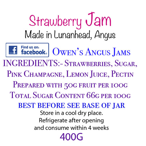 Owen's Angus Strawberry Jam Label